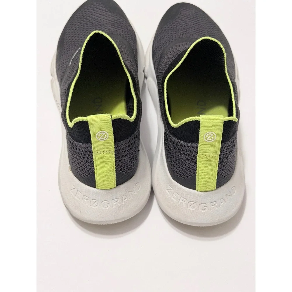 Cole Haan Zerogrand Women 9B Gray Neon Green Knit Slip On Sneakers W21296